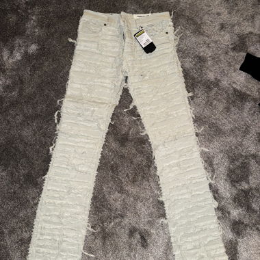 Grey Destroyed Flare Jeans 32W 36L