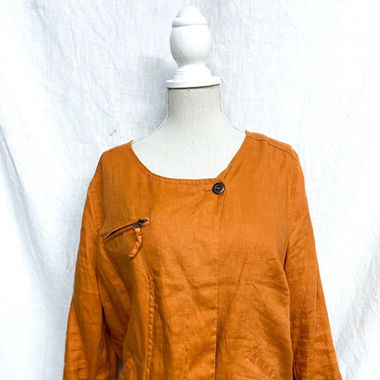 Kurze Leinenjacke in Terracotta Hippie
