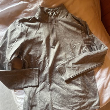 Grey zip-up long-sleeve pullover