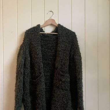 Cardigan Wolloptik grün