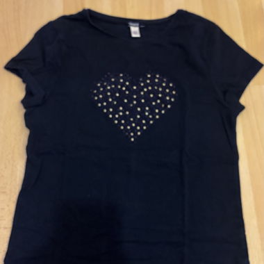 Dunkelblaues T‑Shirt Okaidi mit Strassherz 14A