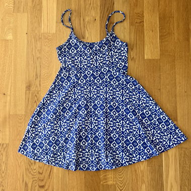 Blue-White Spaghetti Strap Dress