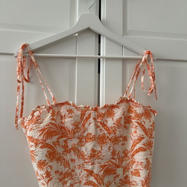 Orange White Crop Top