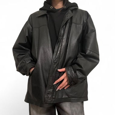 black vintage genuine leather jacket