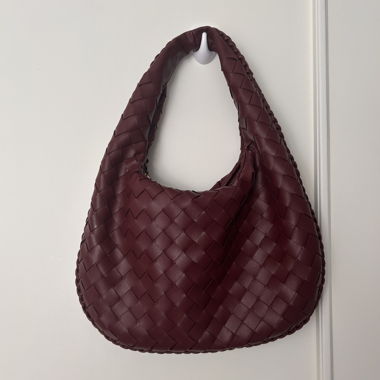Burgundy Woven Hobo Bag