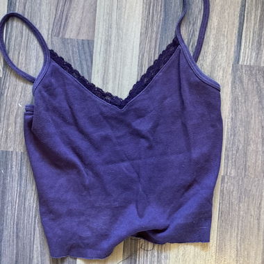 Lilac lace cami with spaghetti straps
