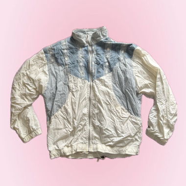 Vintage Windbreaker Jacke weiss-hellblau