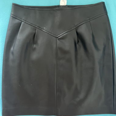 Black faux leather mini skirt