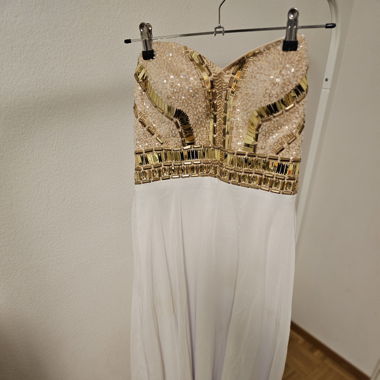Langes Kleid Weiss/Gold