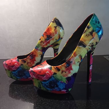 Multicolored Platform Heels