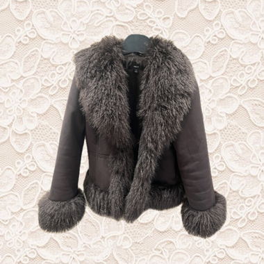 NEXT brown faux-fur jacket size S