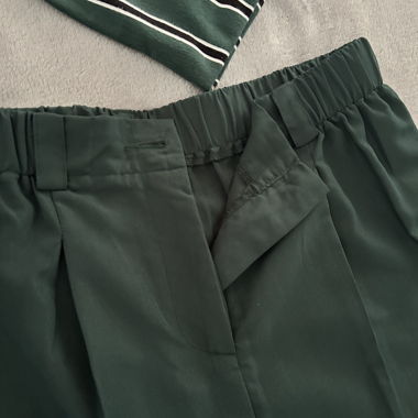 Green wide-leg trousers set