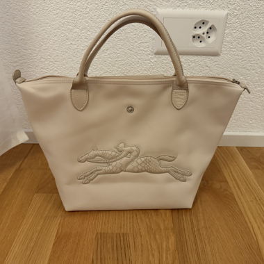 Longchamp Tasche in Creme mit Pferd