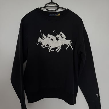 Felpa Polo nera con motivo da polo