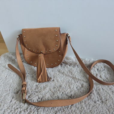 Petit sac bandoulière marron à franges