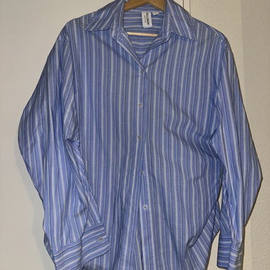 Camicia blu a righe abbottonata COLLUSION S