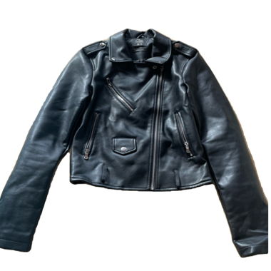 Black biker faux leather jacket