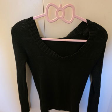 Black Sweater with Wide Neck