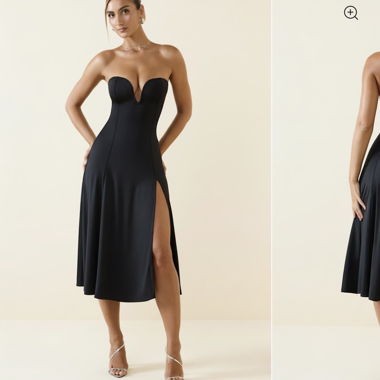 Robe de soirée noire avec fente
