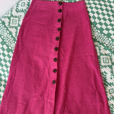 Gonna Midi in lino fucsia 
