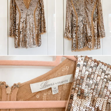 Lovers and Friends  M - Pailletten Mini-Kleid Gold