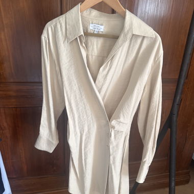 Robe chemise légère, beige
