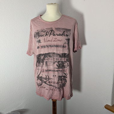 Rosa T-Shirt mit Beach Paradise Print
