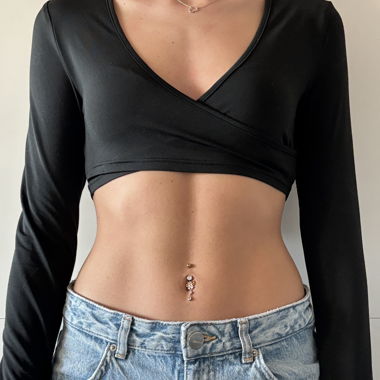 Black Crossed Cropped Top