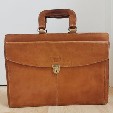 Serviette en cuir véritable, années 1980