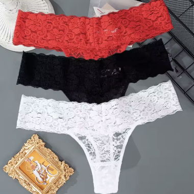 Spitzen Tanga Thong Set 3-teilig