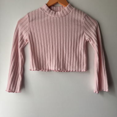 pinkes und weisses ribbed Crop Top