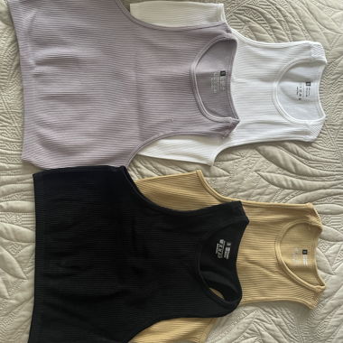 Ribbed Sleeveless Tops Set