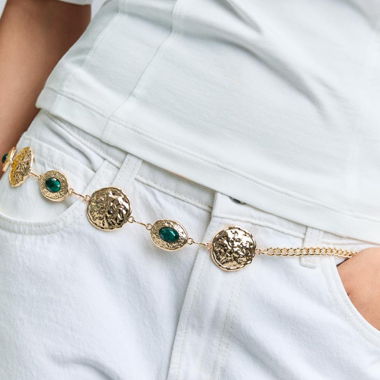 Ceinture de bijoux or/vert