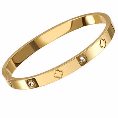 Bracelet rigide doré avec cristaux