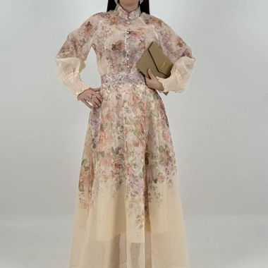 Floral Pattern Blouse and Maxi Skirt Set