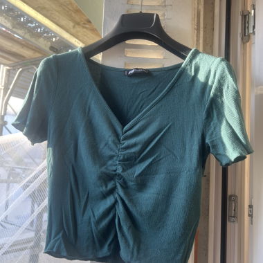 Turquoise/petrol-coloured women’s T-shirt
