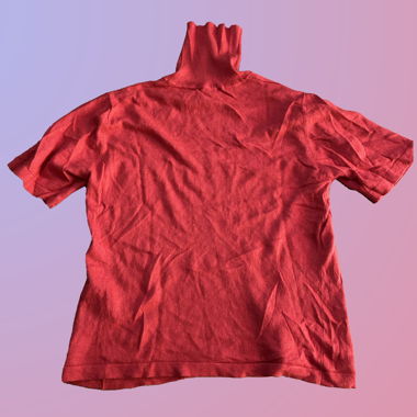 Rotes Kurzarm-Rollkragenoberteil cashmere