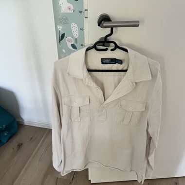 Cream long-sleeve Polo shirt