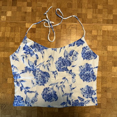 Top bleu a fleurs Kookai