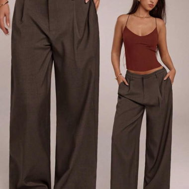 Pantaloni da completo marroni ampi