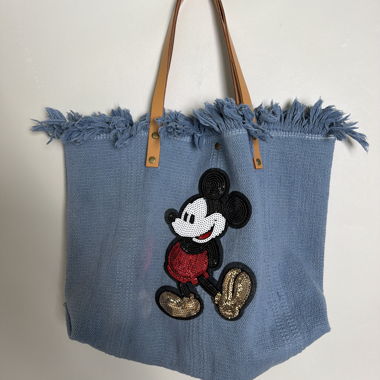 Shopper blu con frange