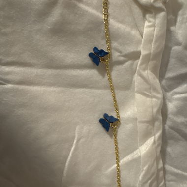 Bracelet chaîne doré papillons bleus