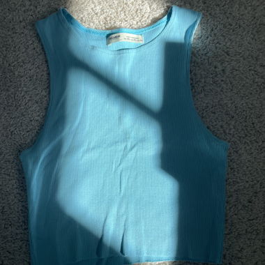 Blue ribbed tank top