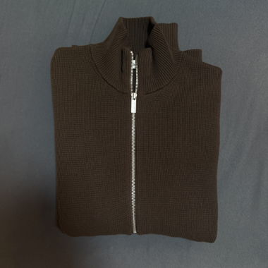 Braune Strickjacke mit Reissverschluss Selected