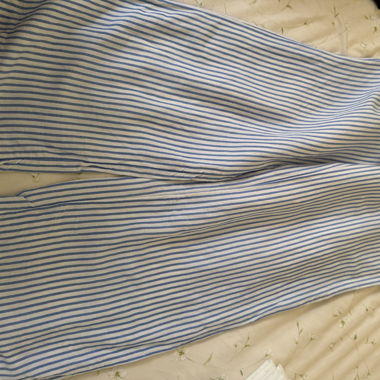 Blau/Weiss gestreifte linen blend Hosen