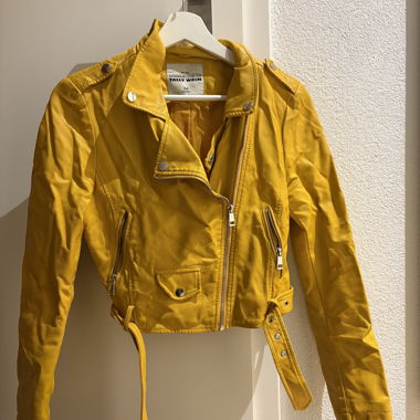 Yellow faux leather blazer