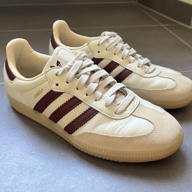 Adidas Cream Burgundy Samba Trainers - EU 38 2/3