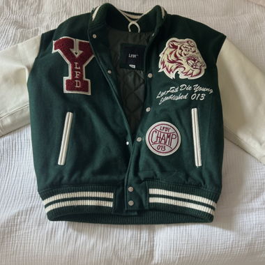 Giacca College LFDY verde con pelle autentica