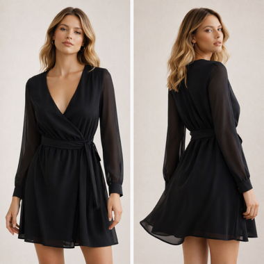 NA‑KD Chiffon Wrap Mini Dress