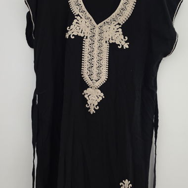 Schwarze bestickte Tunika / Djellaba